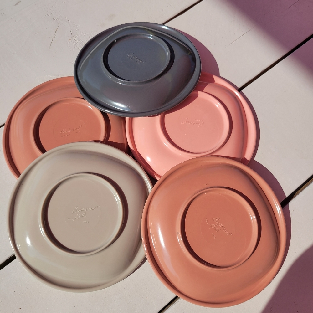 Vintage Boontonware Melmac Saucers ~ 5 MCM Appetizer Plates ~ Boontonware Belle - Picture 2 of 16